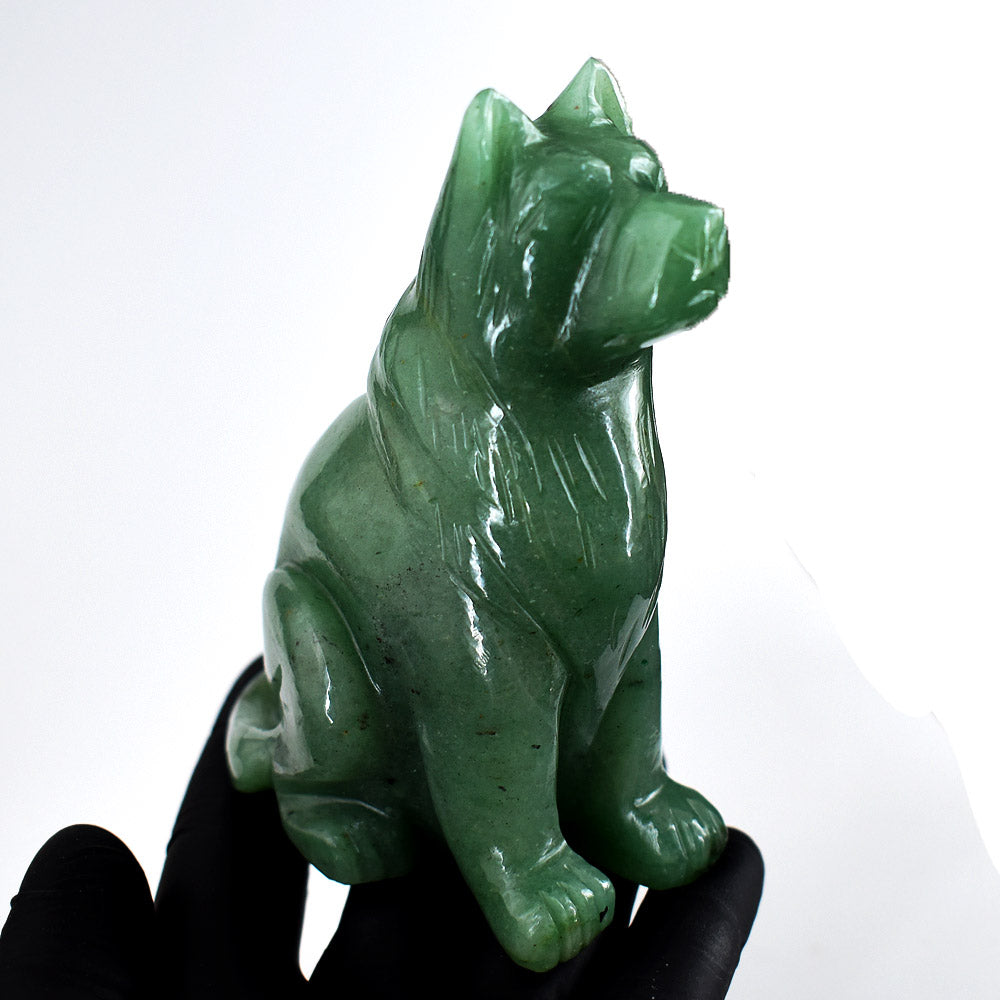 Amazing 1632.00 Cts Genuine Green Aventurine Hand Carved Crystal Gemstone Dog Carving