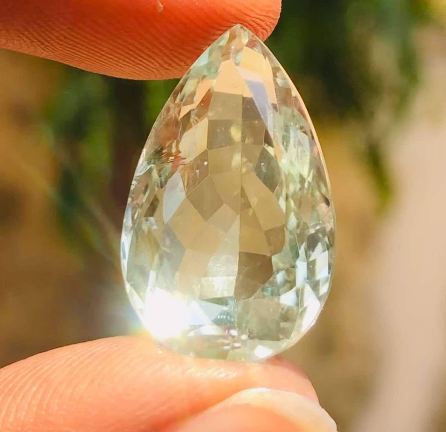 Untreated 21.00 Cts Genuine Prasiolite Faceted Loose Gemstone