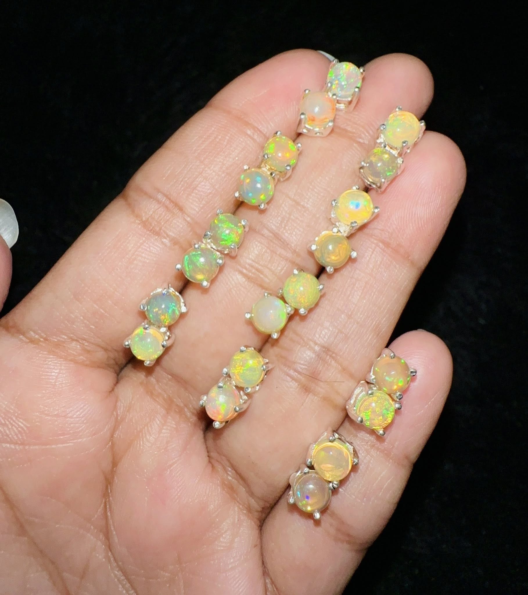 100% Genuine Top Flashy Ethiopian Opals Earring Pair 🙃🦋🎉 .925 sterling silver