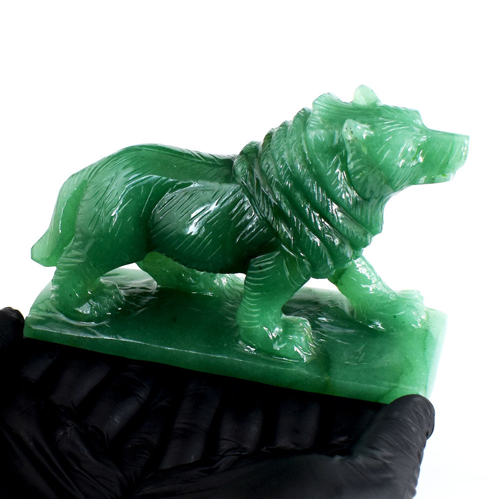 Natural 2411.00 Cts Genuine Green Aventurine Gemstone Hand Carved Crystal Wolf Carving