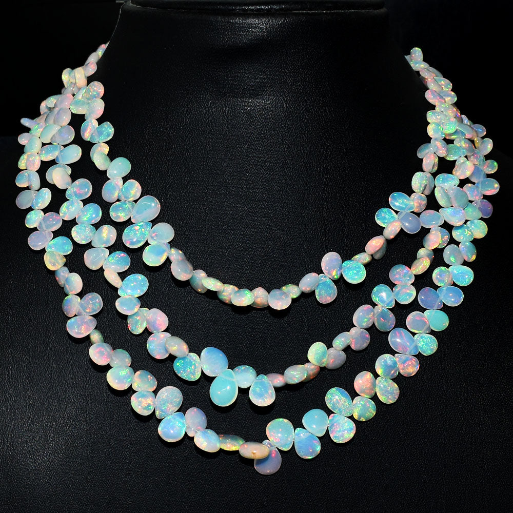 Mega Sale - 100% Awesome 208.00 Cts Genuine Ethiopian Opal Beads Necklace