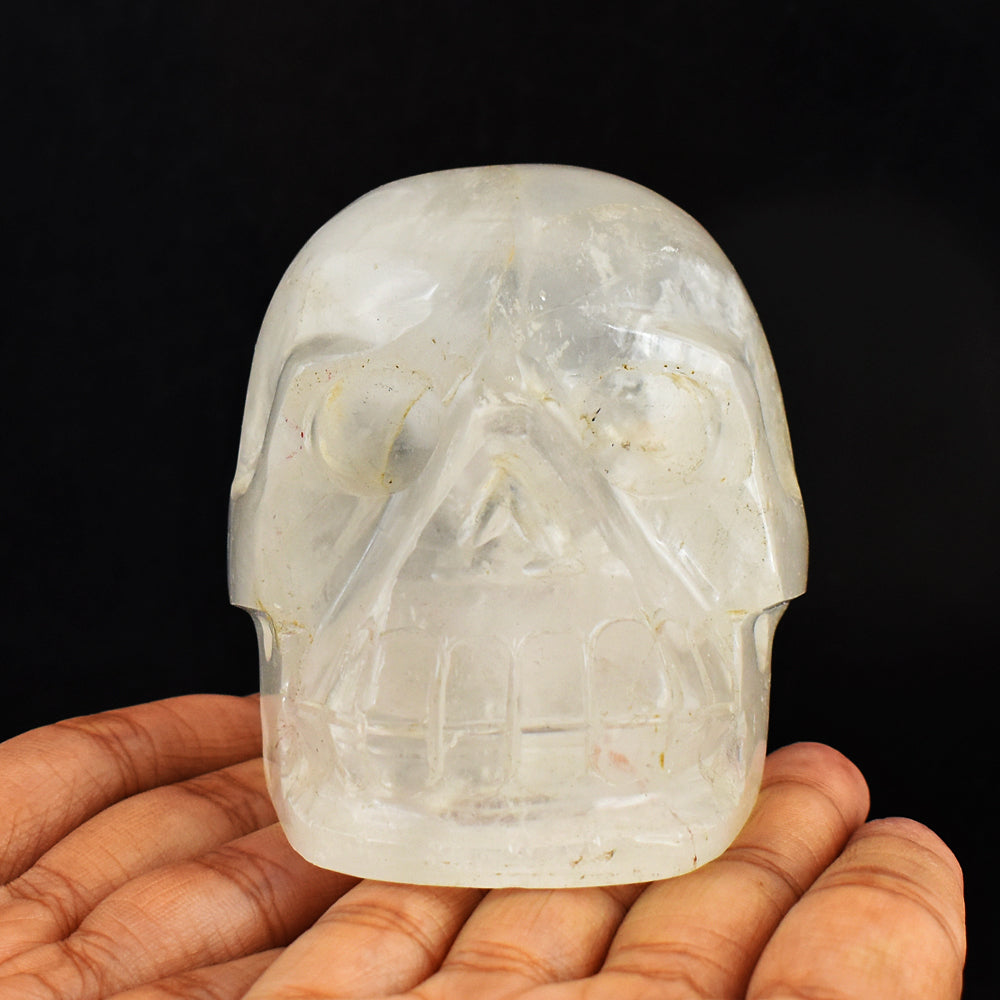Craftsmen  2047.00 Cts  Genuine White Quartz Hand Carved Crystal Gemstone Skull Carving