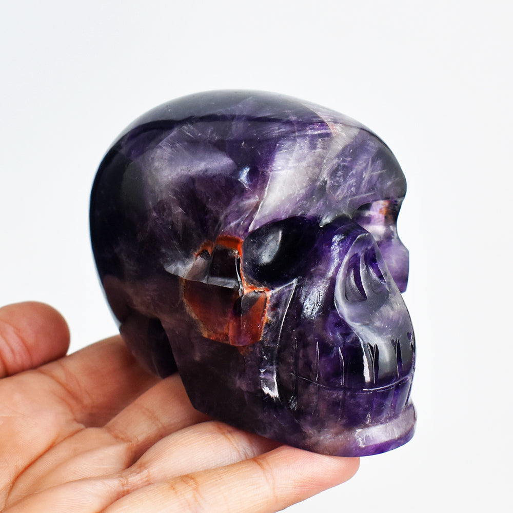 Amazing  2184.00 Carats  Genuine Amethyst Hand Carved Crystal Skull  Gemstone  Carving