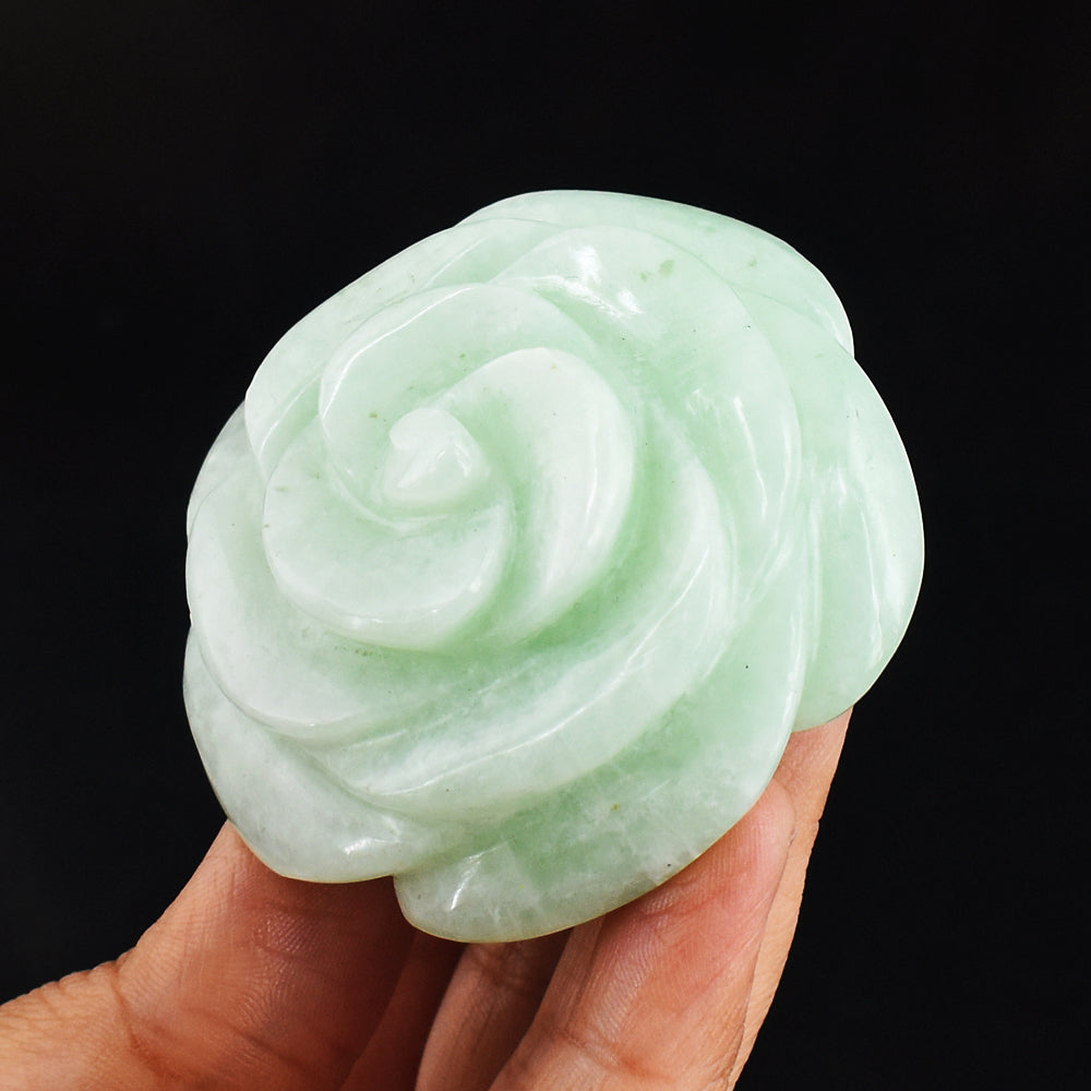 Natural  510.00  Carats   Genuine  Amazonite   Hand   Carved  Crystal  Rose  Flower   Carving   Gemstone