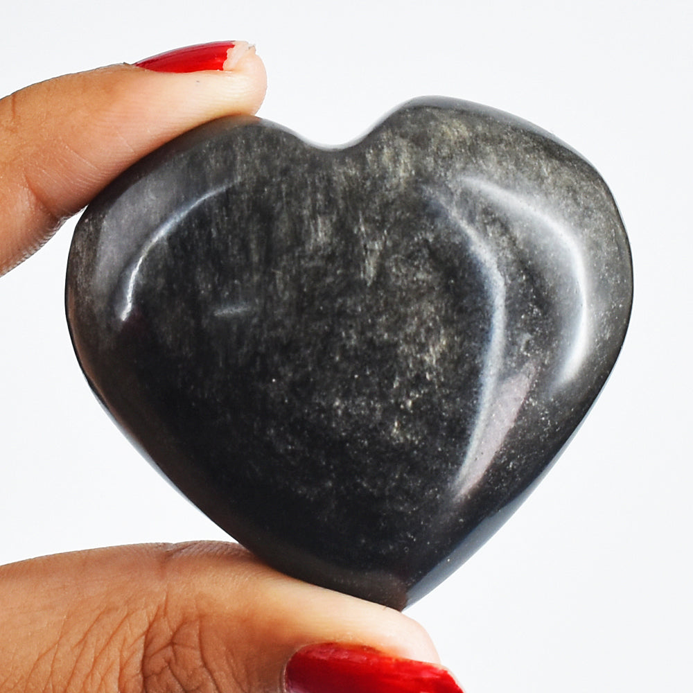 309.00 Carats  Genuine  Obsidian  Hand  Carved  Healing Heart Gemstone Cabochon