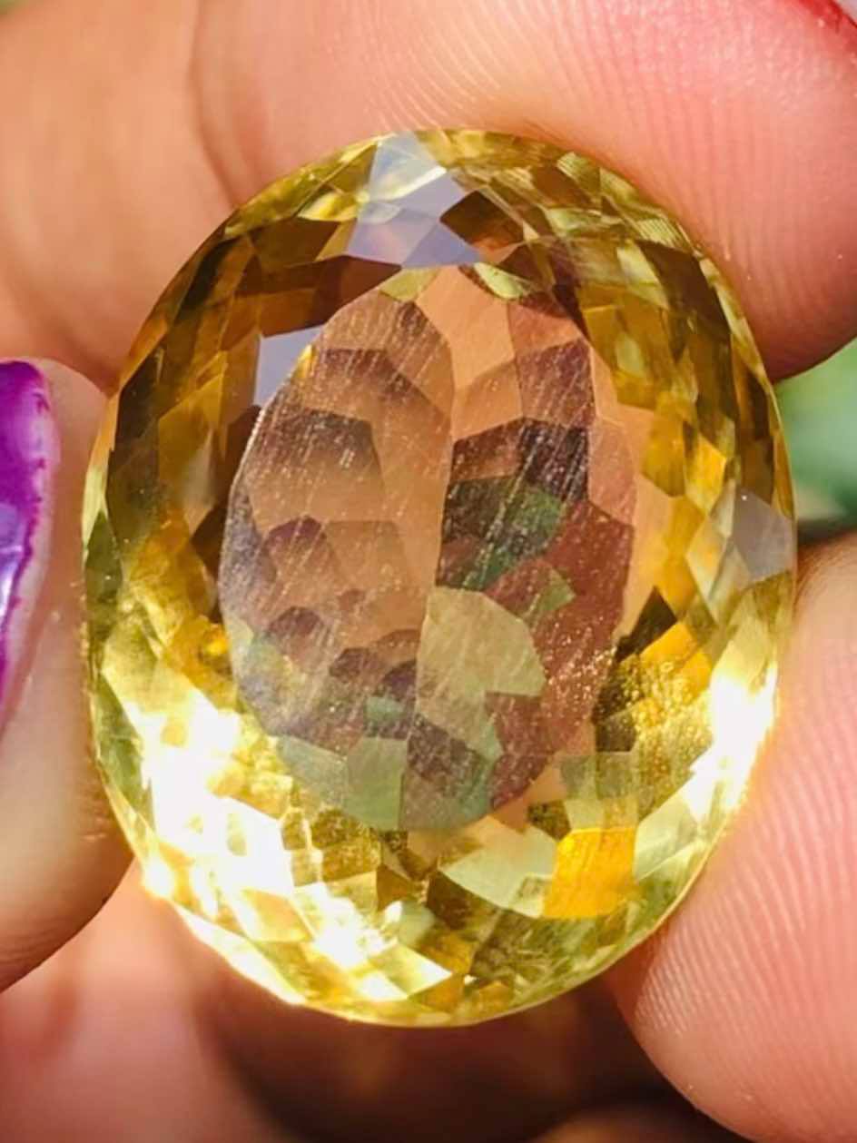 Amazing 22.00 Cts Genuine Citrine Faceted Loose Gemstone