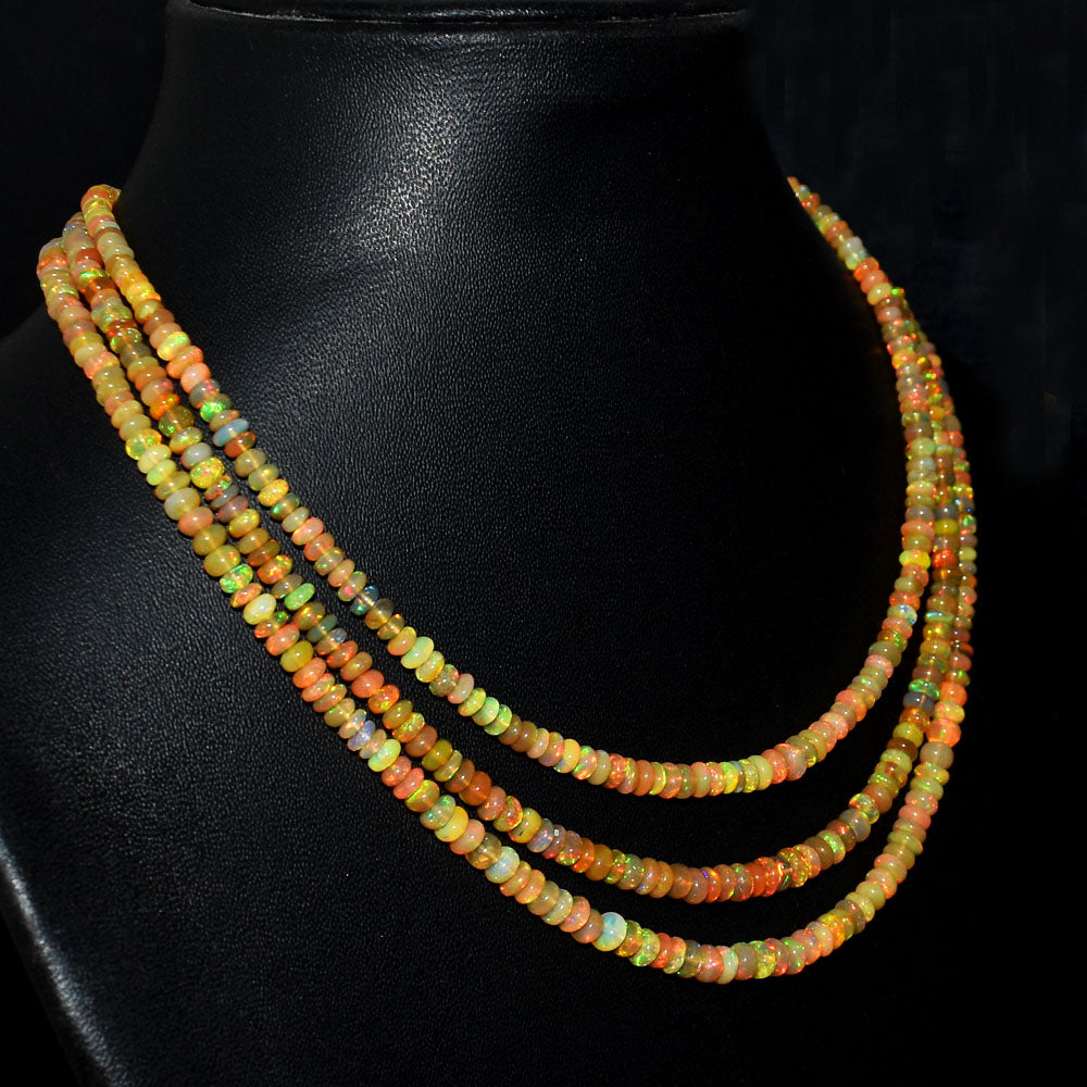 Mega Sale - 100% Beautiful   127.00 Cts Genuine Ethiopian Opal Beads Necklace