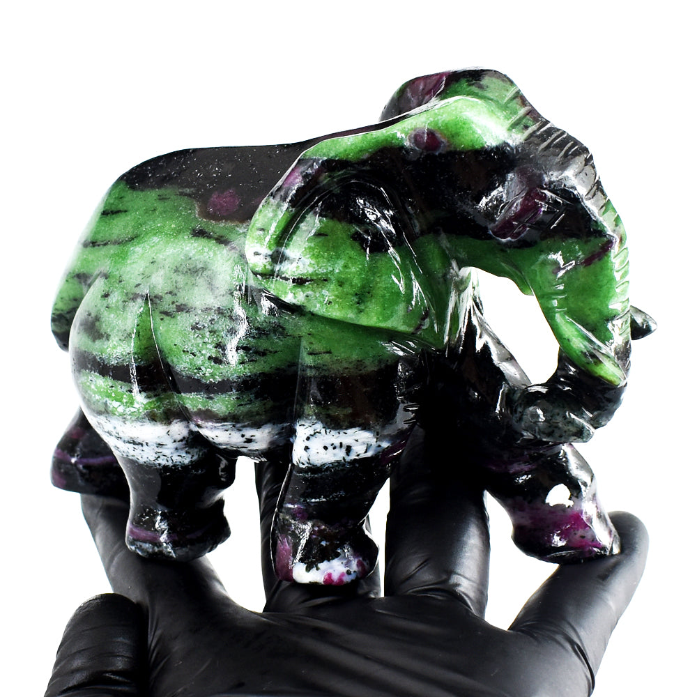 Craftsmen 3255.00 Cts Genuine Ruby Zoisite Hand Carved Crystal Gemstone Carving Elephant
