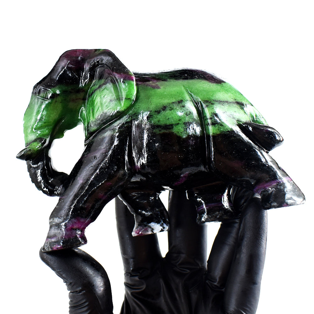 Craftsmen 3255.00 Cts Genuine Ruby Zoisite Hand Carved Crystal Gemstone Carving Elephant