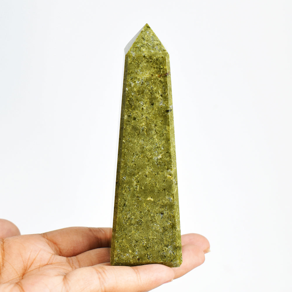 Natural 885.00 Cts Green Garnet  Hand Carved Crystal Healing Point Gemstone Carving