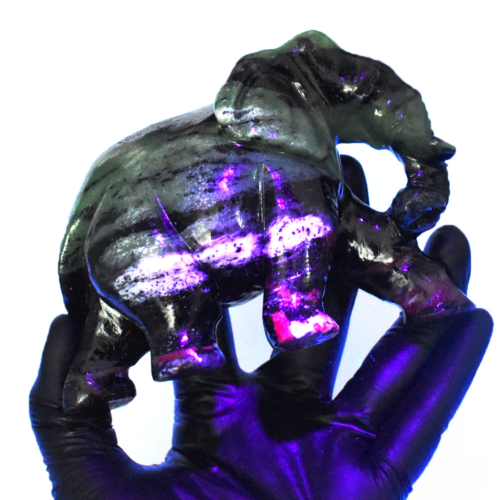 Craftsmen 3255.00 Cts Genuine Ruby Zoisite Hand Carved Crystal Gemstone Carving Elephant