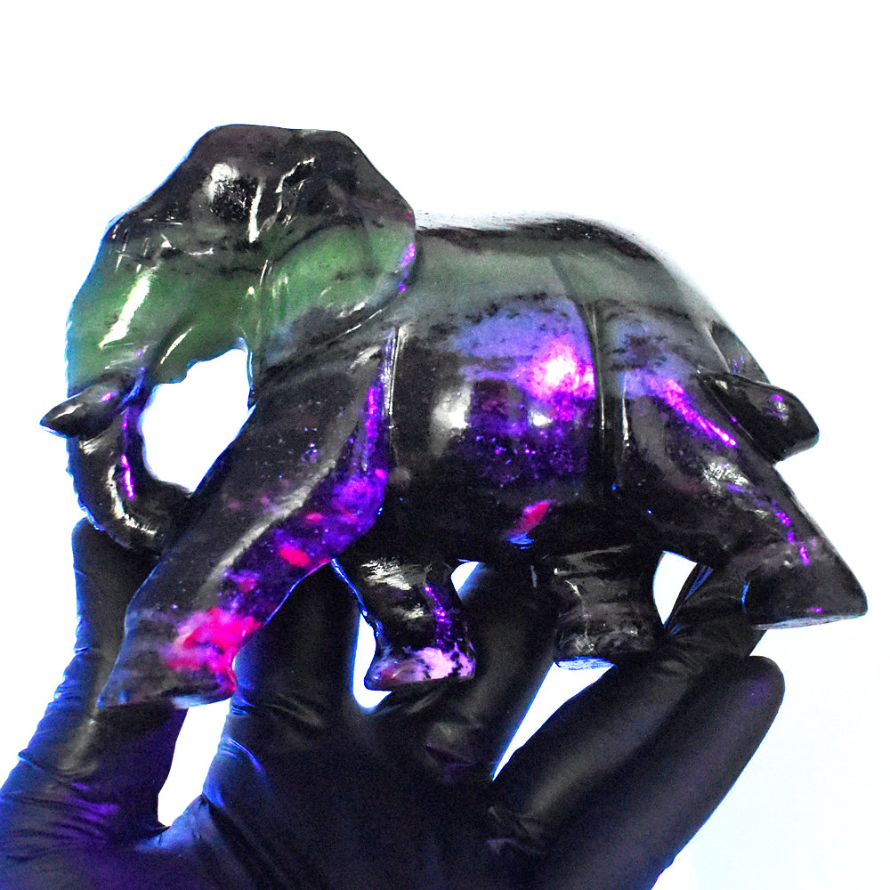 Craftsmen 3255.00 Cts Genuine Ruby Zoisite Hand Carved Crystal Gemstone Carving Elephant