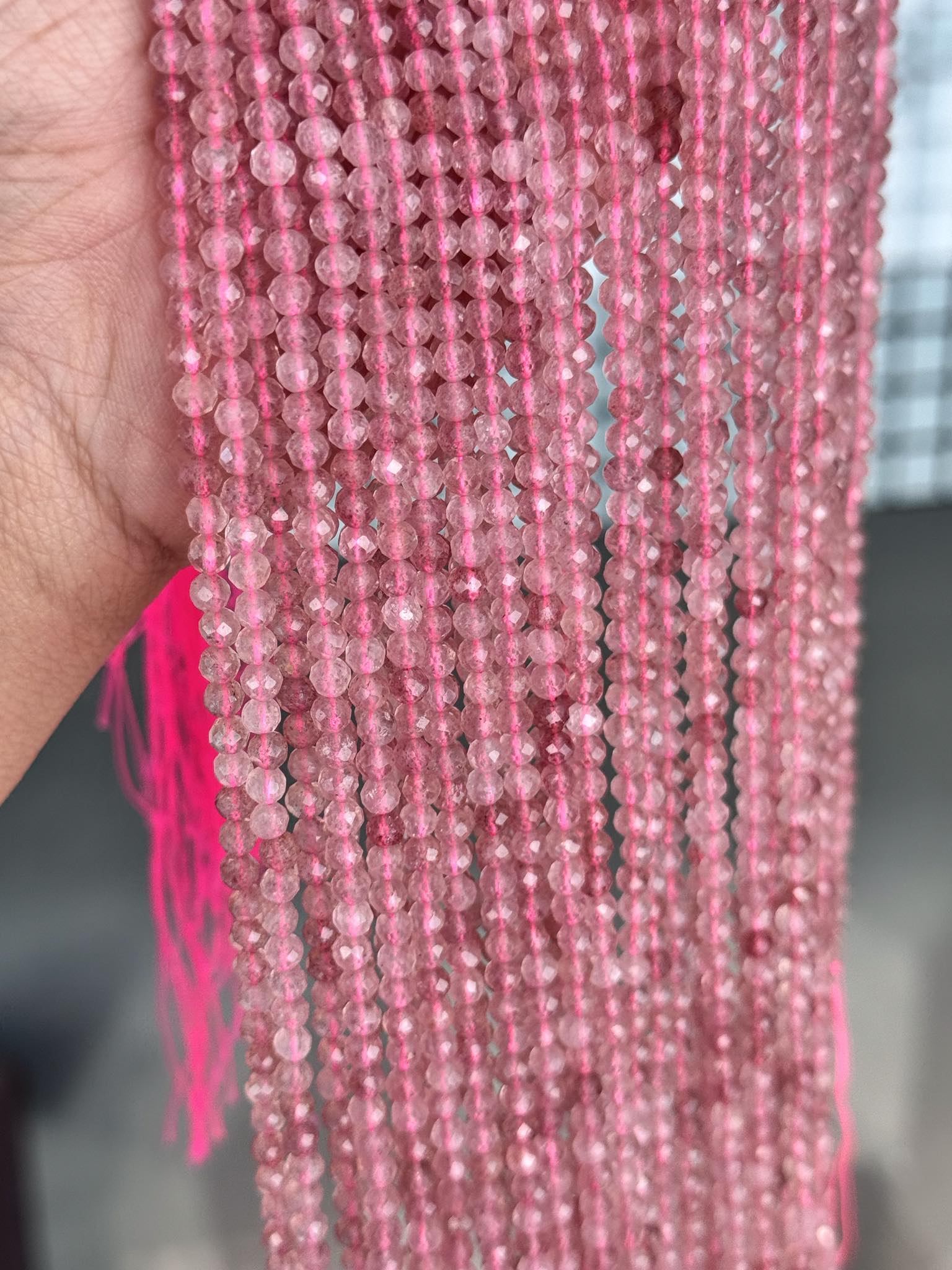 Mega Sale - 100% Genuine Exclusive Strawberry Quartz Faceted Beads Strand