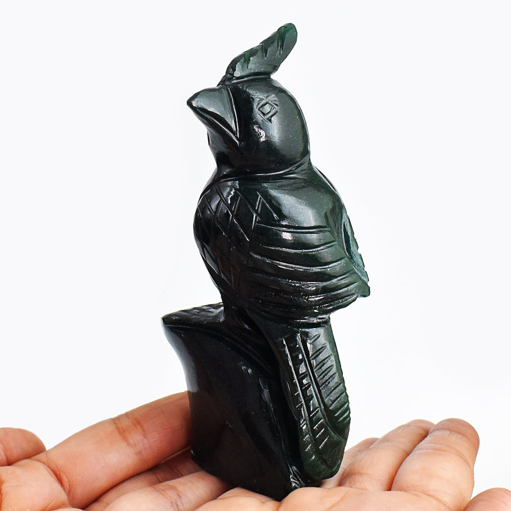 Marvellous  1369.00 Carats Genuine Green Jade Hand Carved Crystal Parrot Gemstone Carving