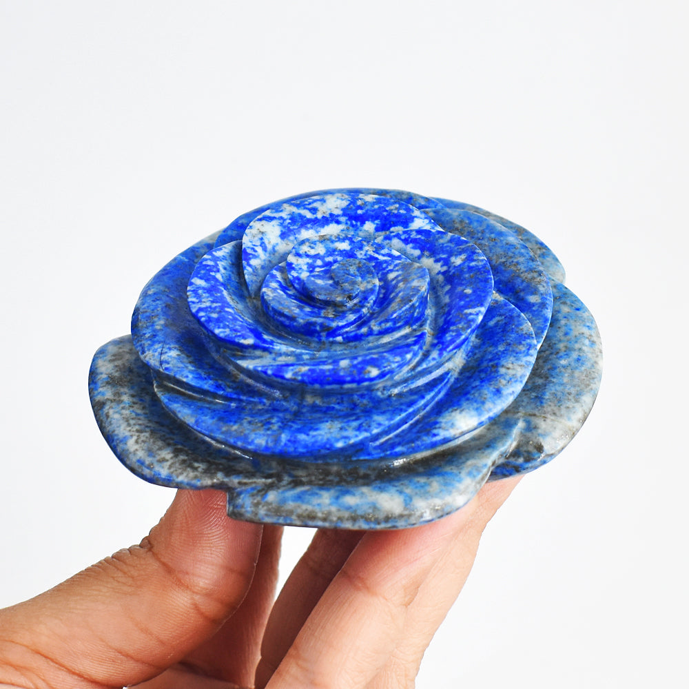 1129.00 Cts Exclusive Blue Lapis Lazuli Hand Carved Genuine Carving Rose Flower Gemstone