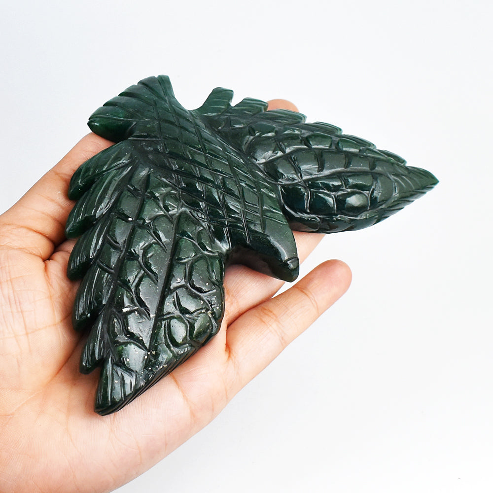 Craftsmen 1310.00  Cts Genuine Green Jade Hand Carved Crystal Eagle Gemstone Carving