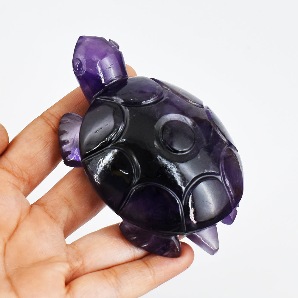 Gorgeous  1162.00 Carats Genuine  Amethyst  Hand Carved Crystal  Gemstone Turtle Carving