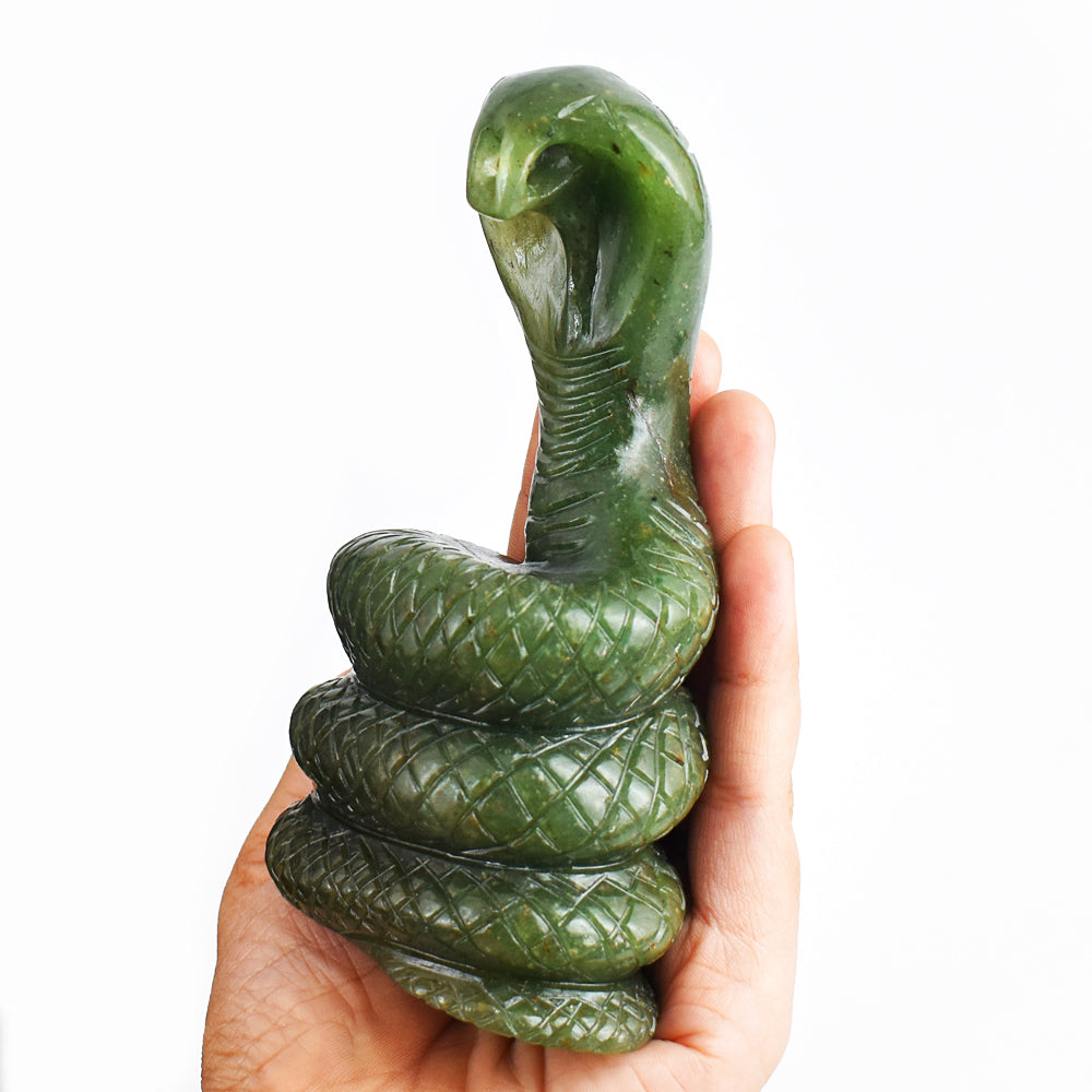 Amazing 2206.00 Cts Genuine Green Aventurine Hand Carved Crystal Gemstone Cobra Carving