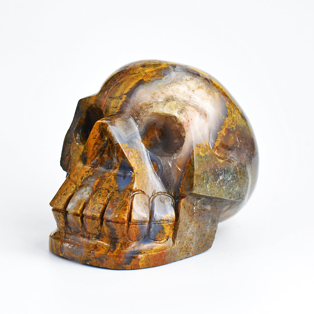 Artisian 1984.00  Cts Genuine Indian Opal Hand Carved  Crystal Gemstone Skull Carving