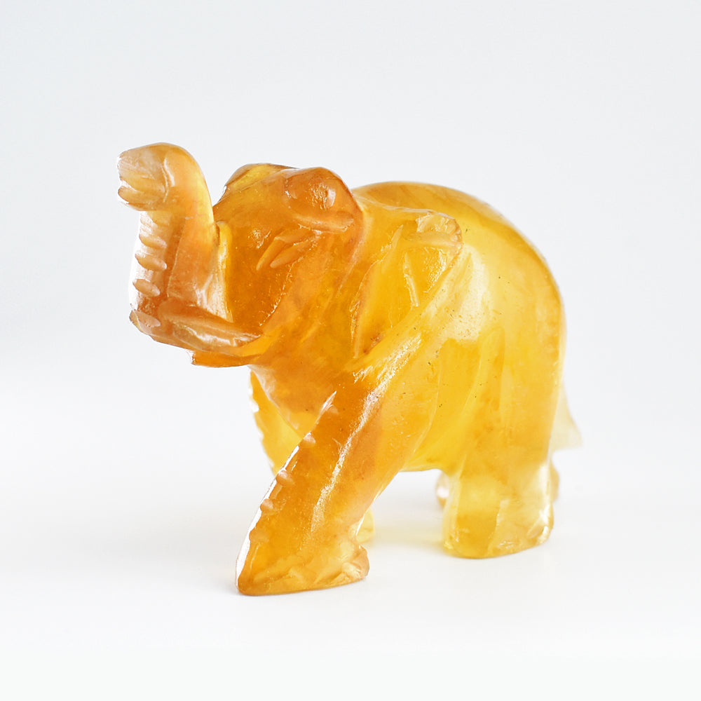 Artisian 549.00  Cts Genuine Multicolor Fluorite Hand Carved Crystal Gemstone Carving Elephant