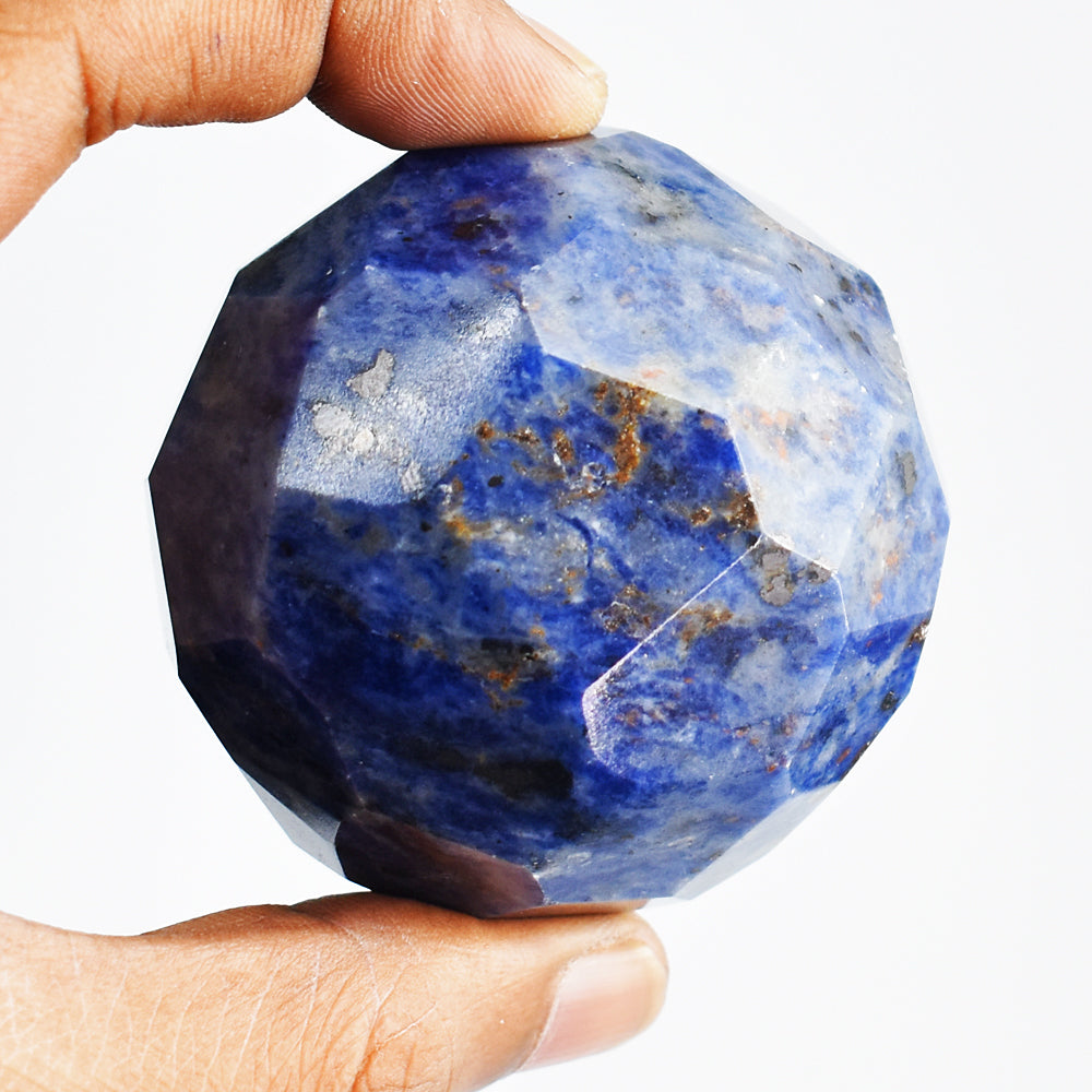 Artisian 1239.00 Cts Sodalite Faceted Hand Carved Crystal Healing Gemstone Sphere