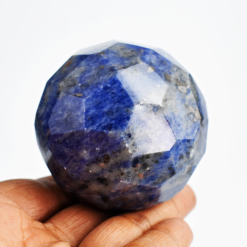 Artisian 1239.00 Cts Sodalite Faceted Hand Carved Crystal Healing Gemstone Sphere
