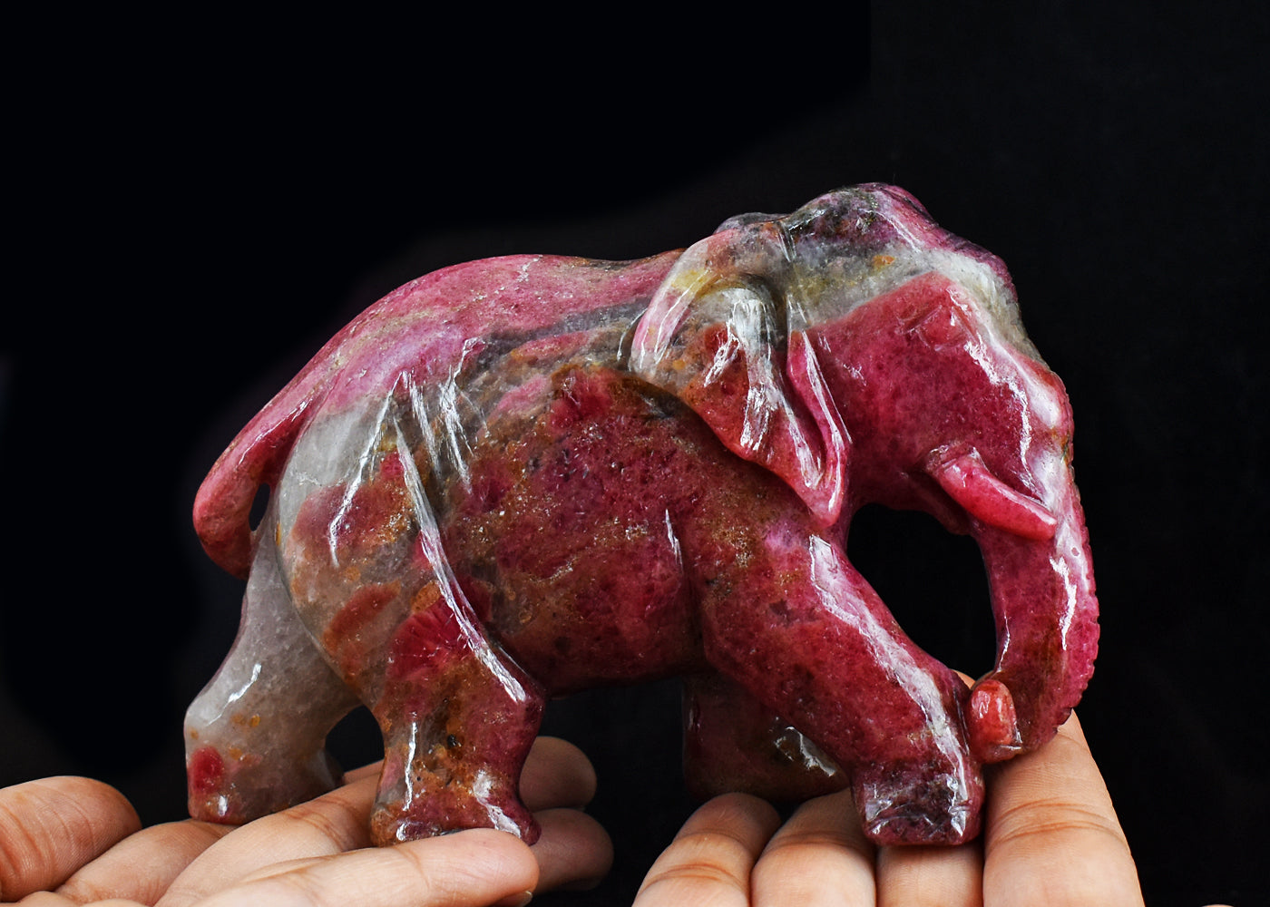 Stunning  3246.00 Cts Genuine Rhodonite Hand Carved  Crystal Gemstone Carving Elephant