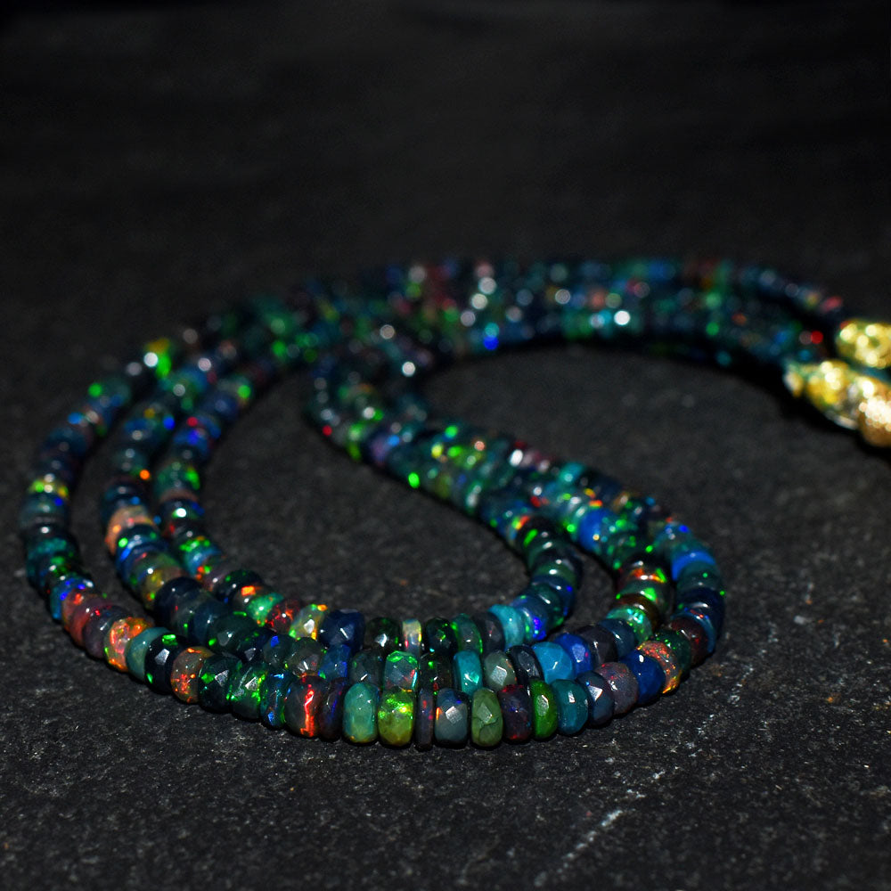 Mega Sale - 100% Fabulous  157.00 Cts Genuine Ethiopian Opal Faceted Beads Necklace