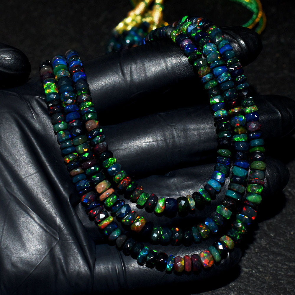 Mega Sale - 100% Fabulous  157.00 Cts Genuine Ethiopian Opal Faceted Beads Necklace