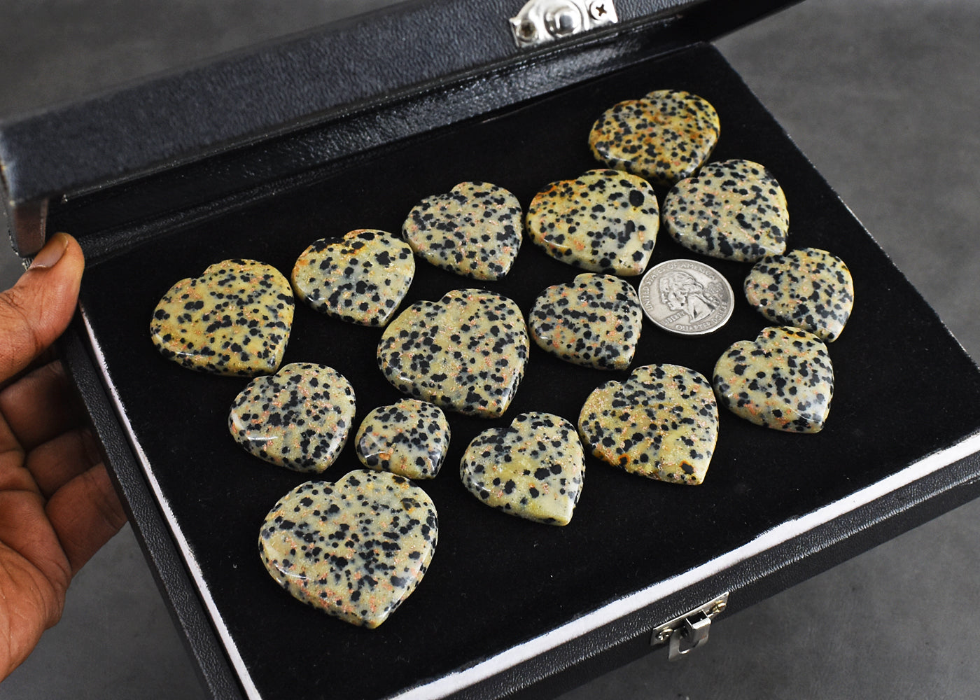 Beautiful 859.00 Carats Genuine  Dalmation Jasper  Untreated  Gemstone Heart  Cabochon  Lot