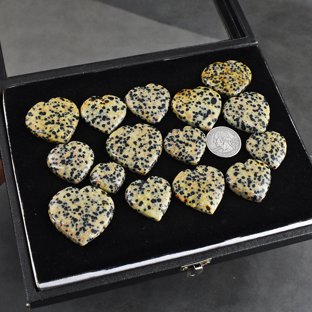 Beautiful 859.00 Carats Genuine  Dalmation Jasper  Untreated  Gemstone Heart  Cabochon  Lot