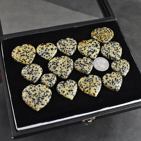 Beautiful 859.00 Carats Genuine  Dalmation Jasper  Untreated  Gemstone Heart  Cabochon  Lot