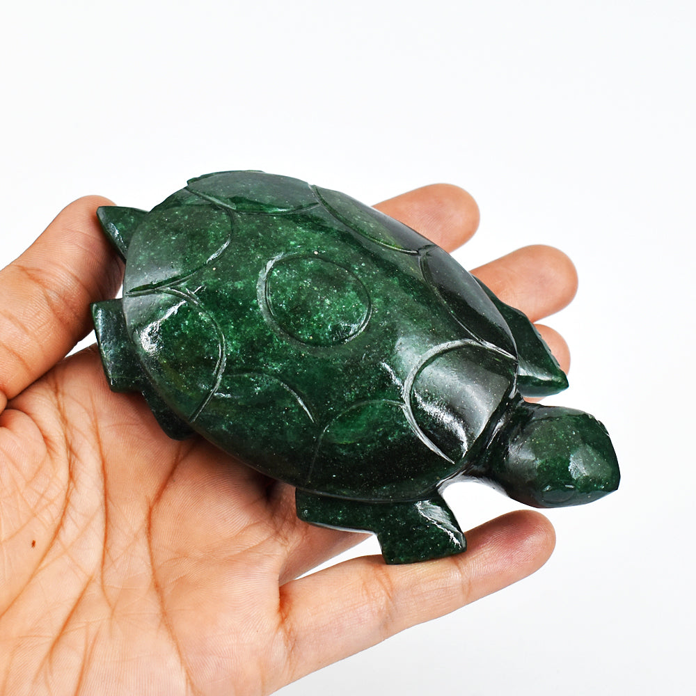 Stunning  1054.00 Carats  Genuine Green Jade Hand Carved  Crystal Gemstone Turtle Carving