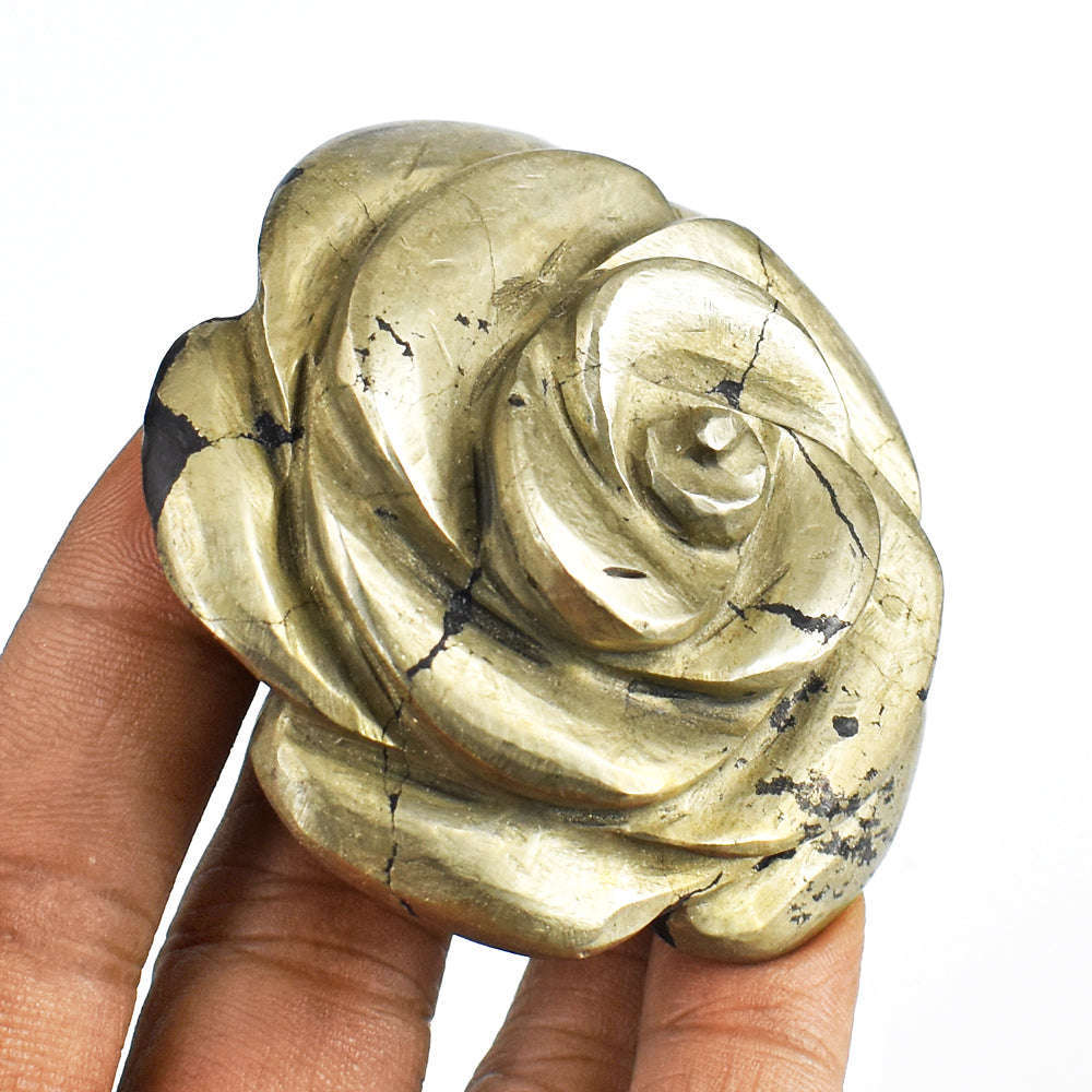 gemsmore:915.00 Carats  Natural  Genuine  Pyrite  Hand  Carved  Rose   Gemstone  Carving