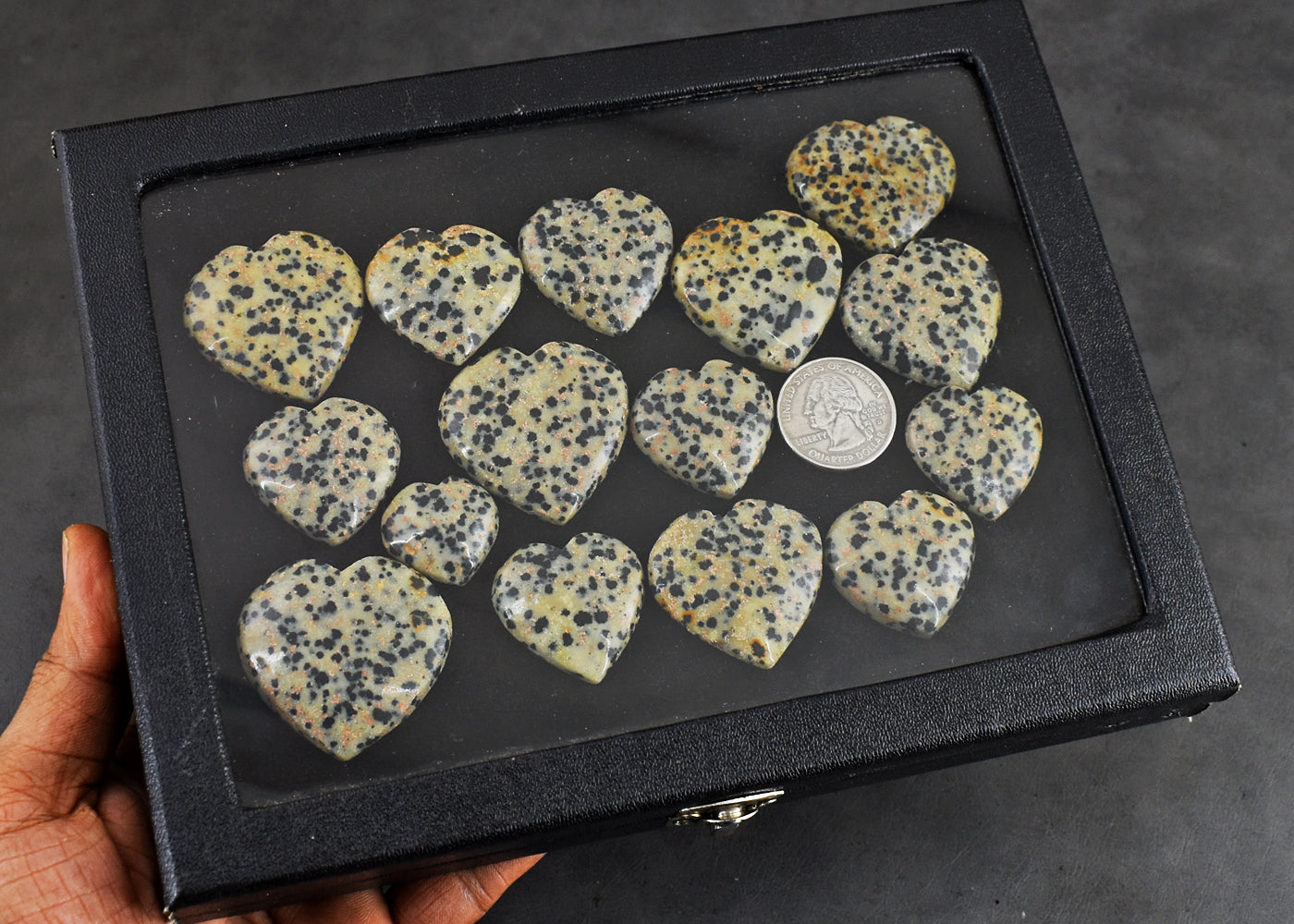 Beautiful 859.00 Carats Genuine  Dalmation Jasper  Untreated  Gemstone Heart  Cabochon  Lot
