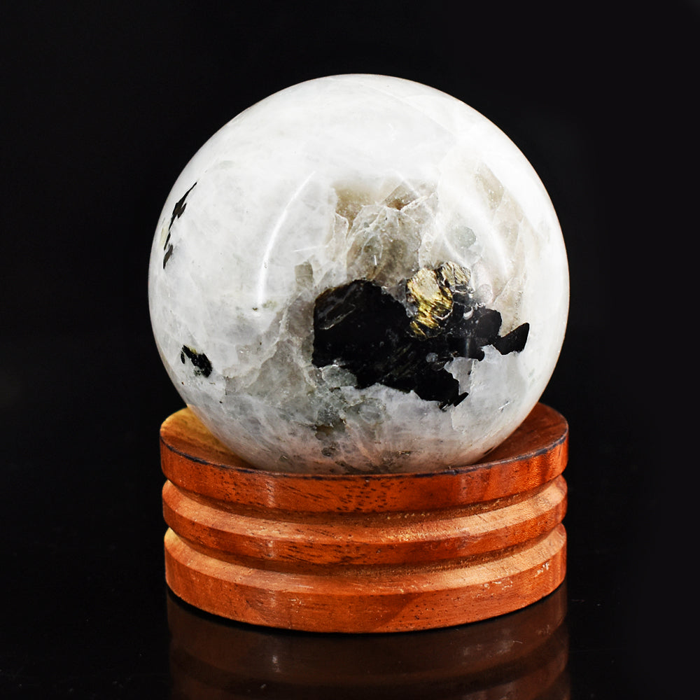 1228.00 Cts Natural Blue Flash Moonstone Hand Carved Crystal Healing Gemstone Sphere