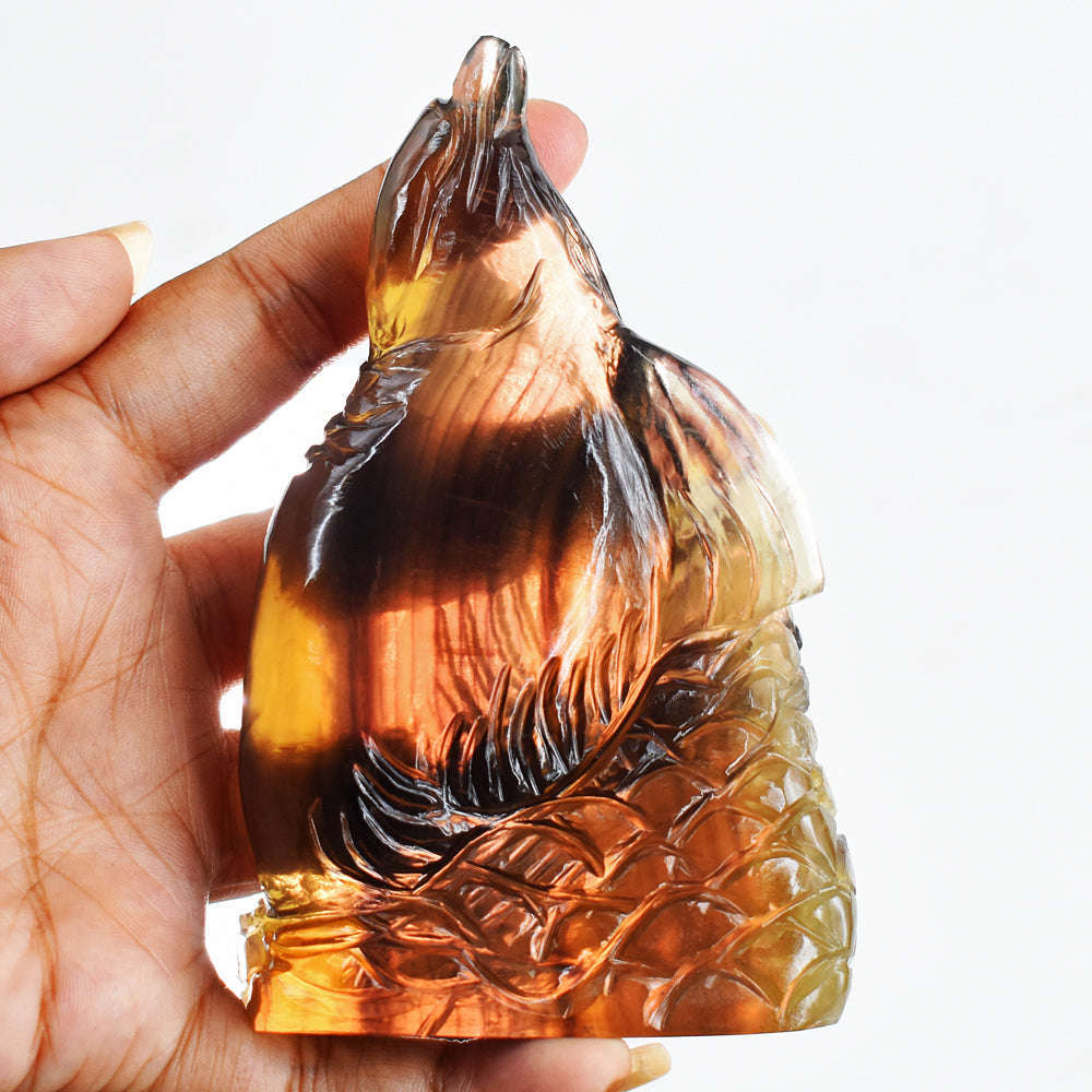 gemsmore:Amazing 1612.00  Cts  Multicolor Fluorite Hand Carved Genuine Crystal Gemstone Dolphin Carving