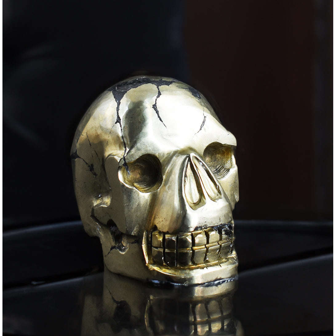 gemsmore:Amazing  2475.00 Carats  Genuine Pyrite  Hand Carved  Skull  Gemstone  Carving