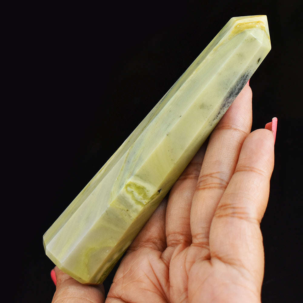 gemsmore:Amazing   425.00 Cts  Genuine   Hand Carved  Serpentine  Healing Point