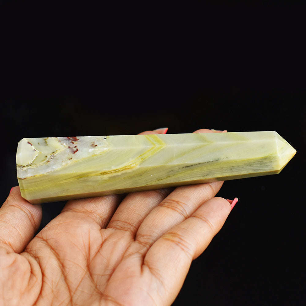 gemsmore:Amazing   425.00 Cts  Genuine   Hand Carved  Serpentine  Healing Point