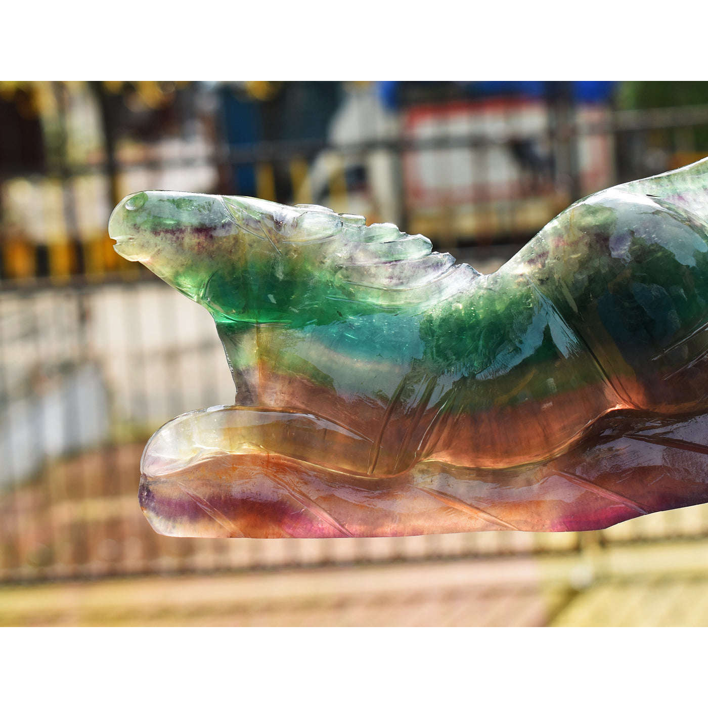 gemsmore:Artisian  4620.00 Cts  Genuine Multicolor Fluorite  Hand Carved Horse Gemstone Carving