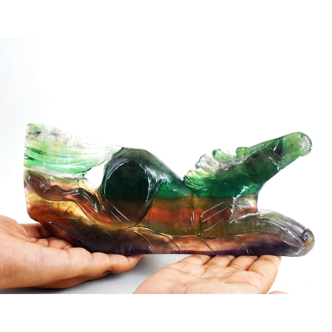 gemsmore:Artisian  5037.00  Cts  Genuine Multicolor Fluorite Hand Carved Crystal Horse Gemstone Carving