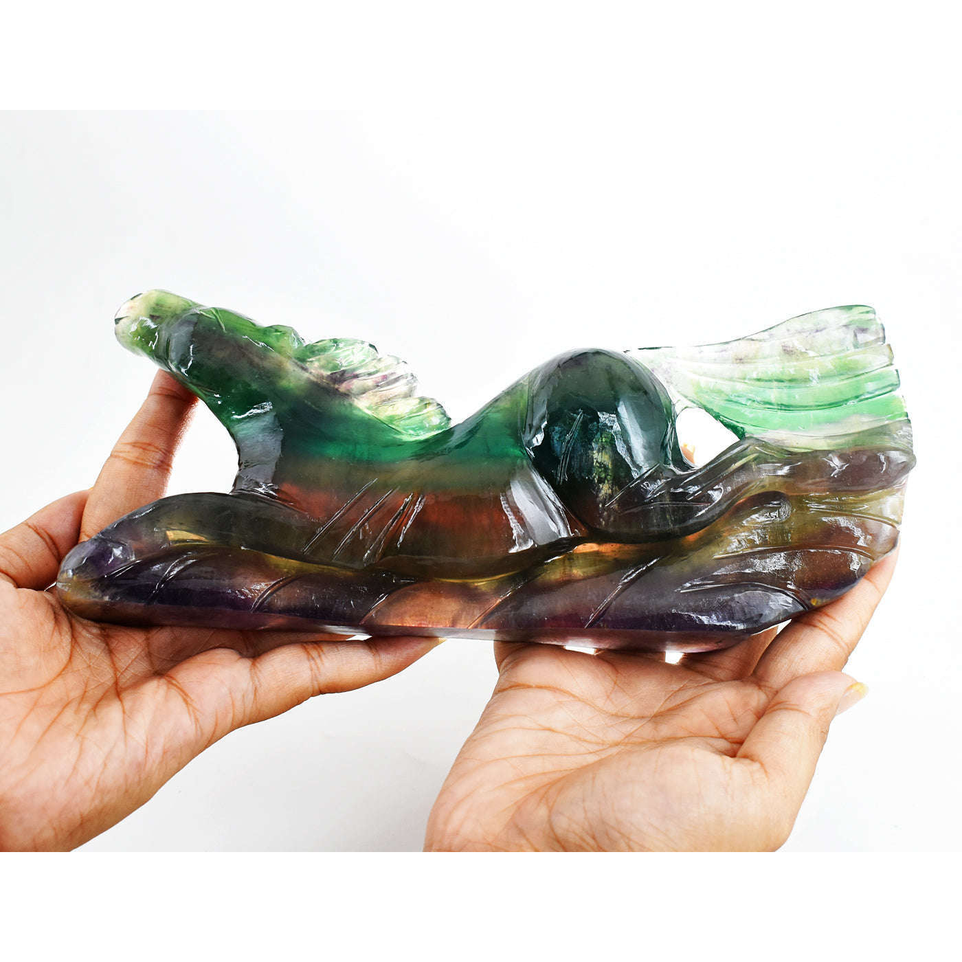 gemsmore:Artisian  5037.00  Cts  Genuine Multicolor Fluorite Hand Carved Crystal Horse Gemstone Carving