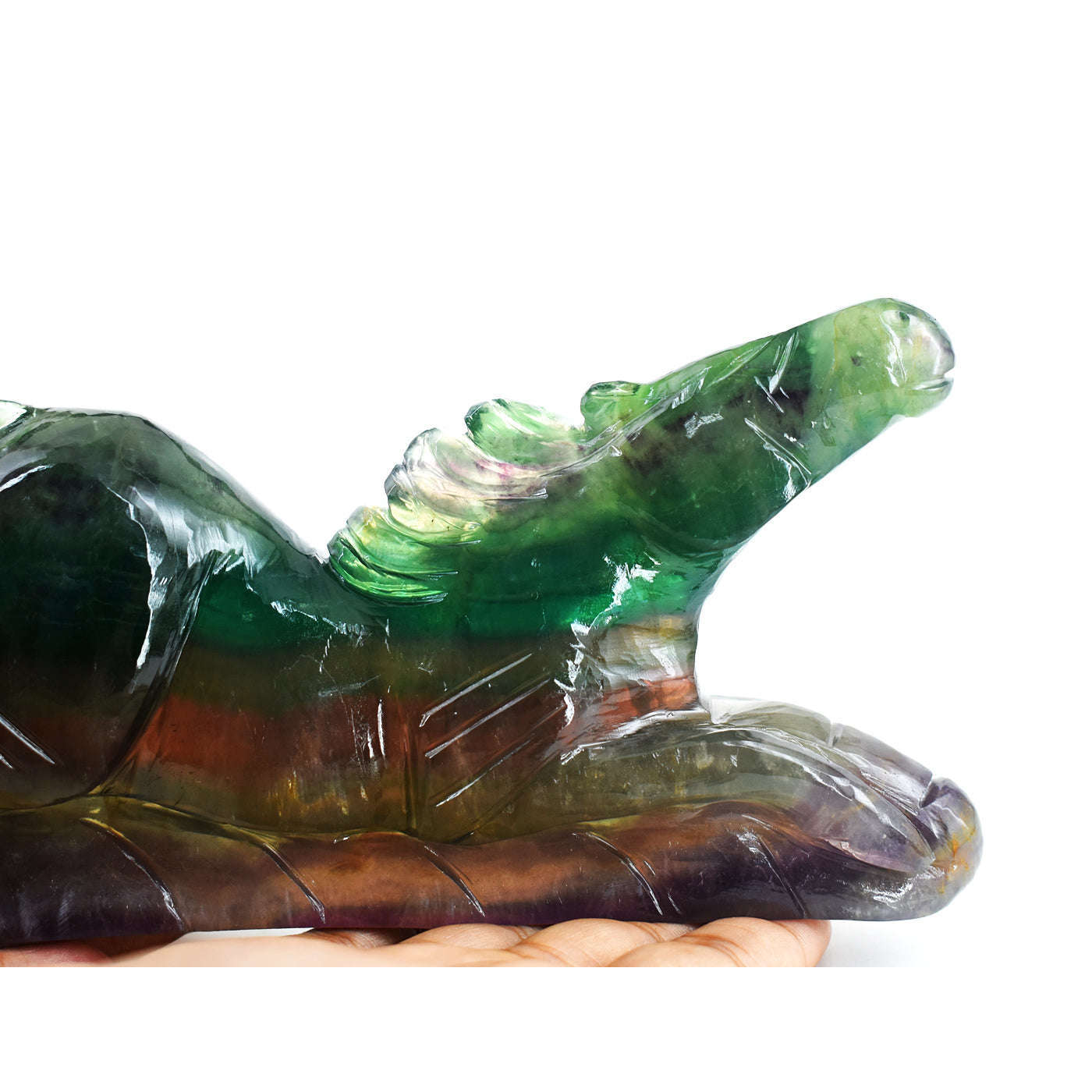 gemsmore:Artisian  5037.00  Cts  Genuine Multicolor Fluorite Hand Carved Crystal Horse Gemstone Carving