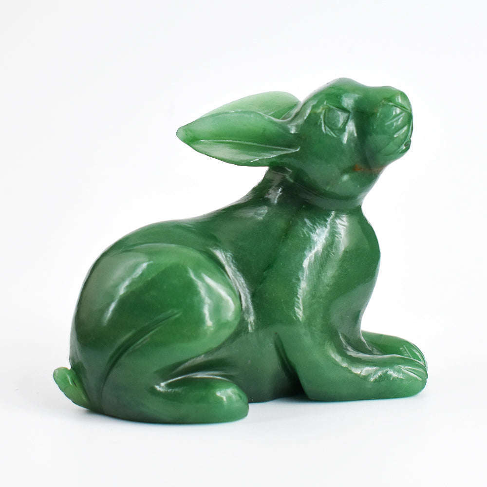 gemsmore:Beautiful 1306.00 Carats  Genuine  Green  Aventurine  Hand Carved  Gemstone  Bunny Carving