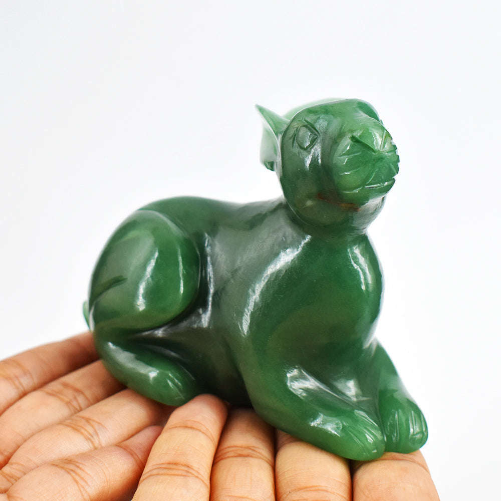 gemsmore:Beautiful 1306.00 Carats  Genuine  Green  Aventurine  Hand Carved  Gemstone  Bunny Carving