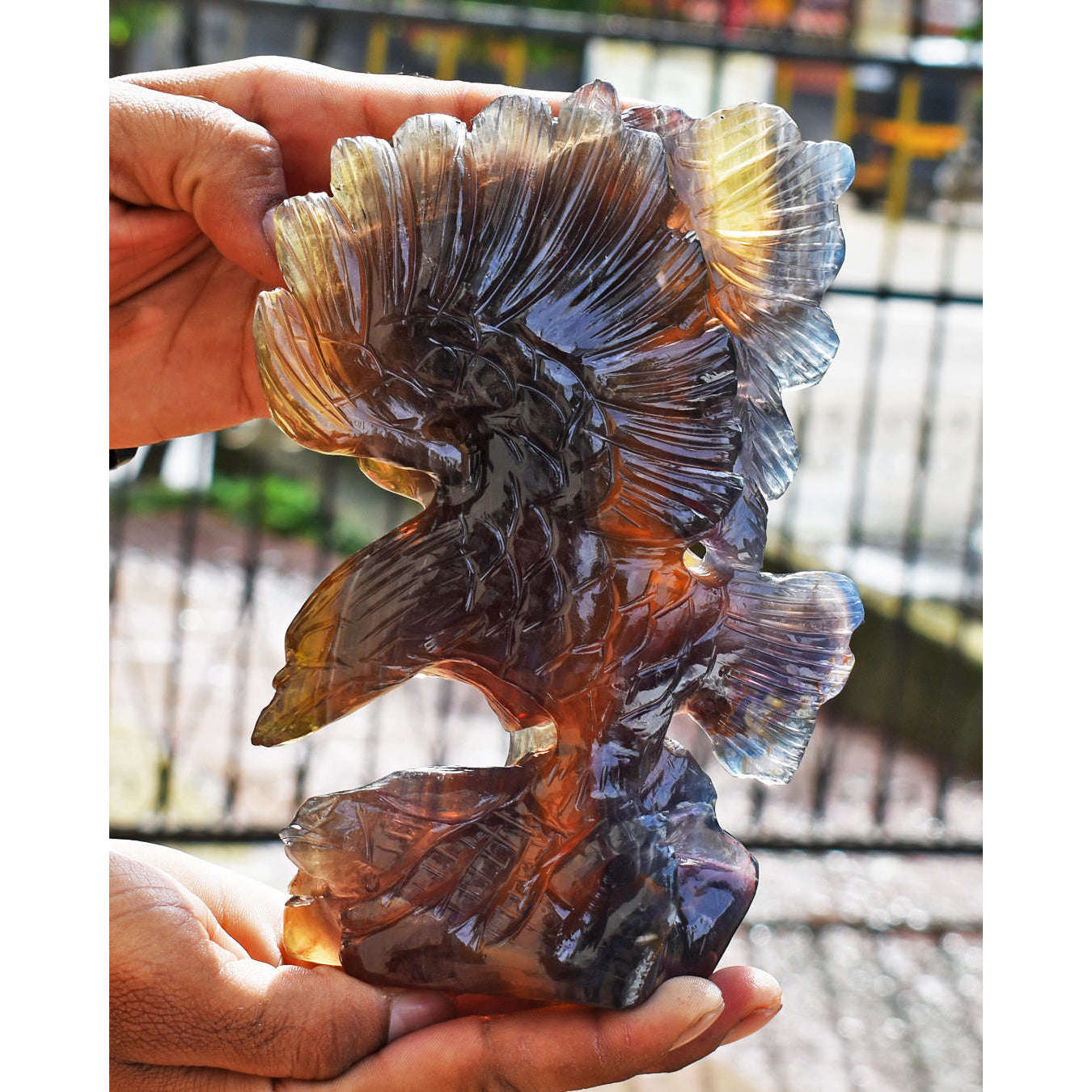 gemsmore:Craftsmen 5950.00  Cts  Genuine  Multicolor Fluorite Hand Carved Crystal Gemstone  Eagle Craving