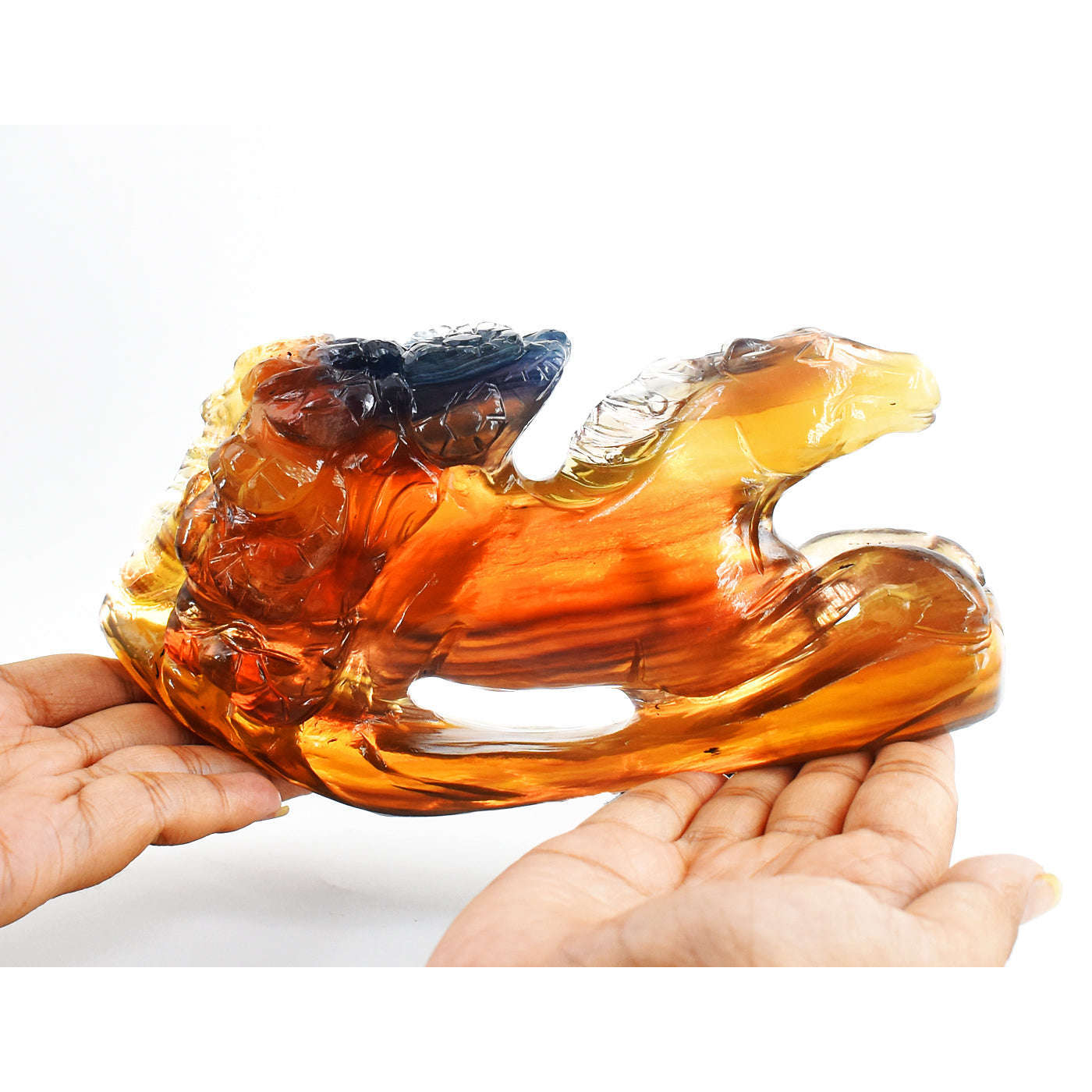 gemsmore:Exclusive 5090.00  Cts  Multicolor Fluorite Hand Carved Genuine Crystal Horse Gemstone Carving