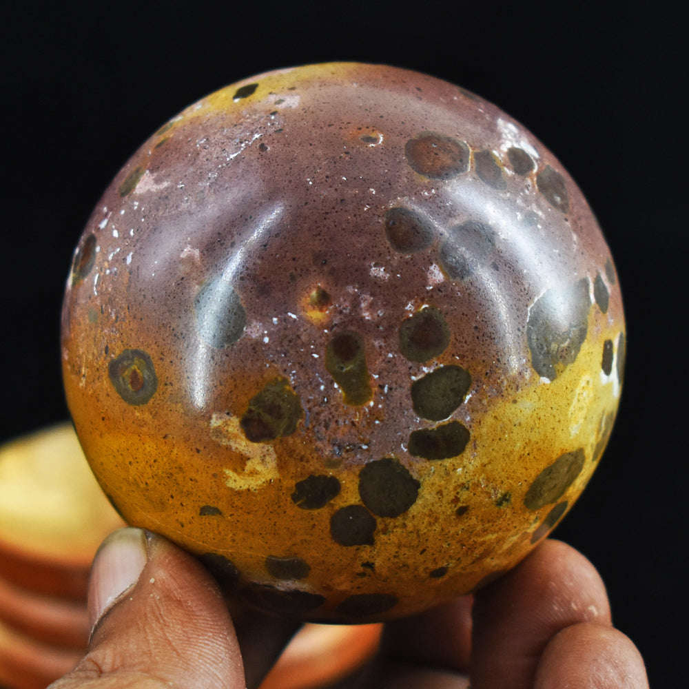 gemsmore:Exclusive  Ocean Jasper  Genuine 1182.00  Carats  Hand Carved  Healing  Sphere