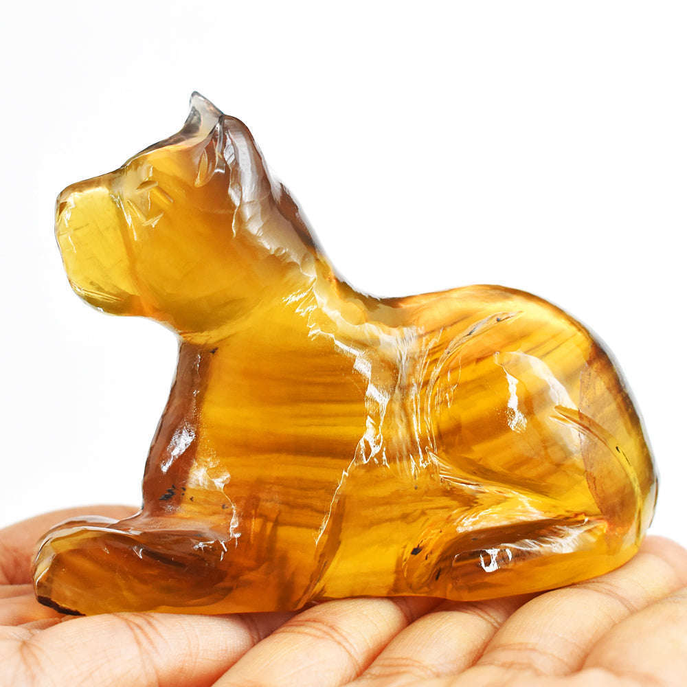 gemsmore:Genuine 1242.00 Cts  Multicolor Fluorite Hand Carved Gemstone Carving Cat